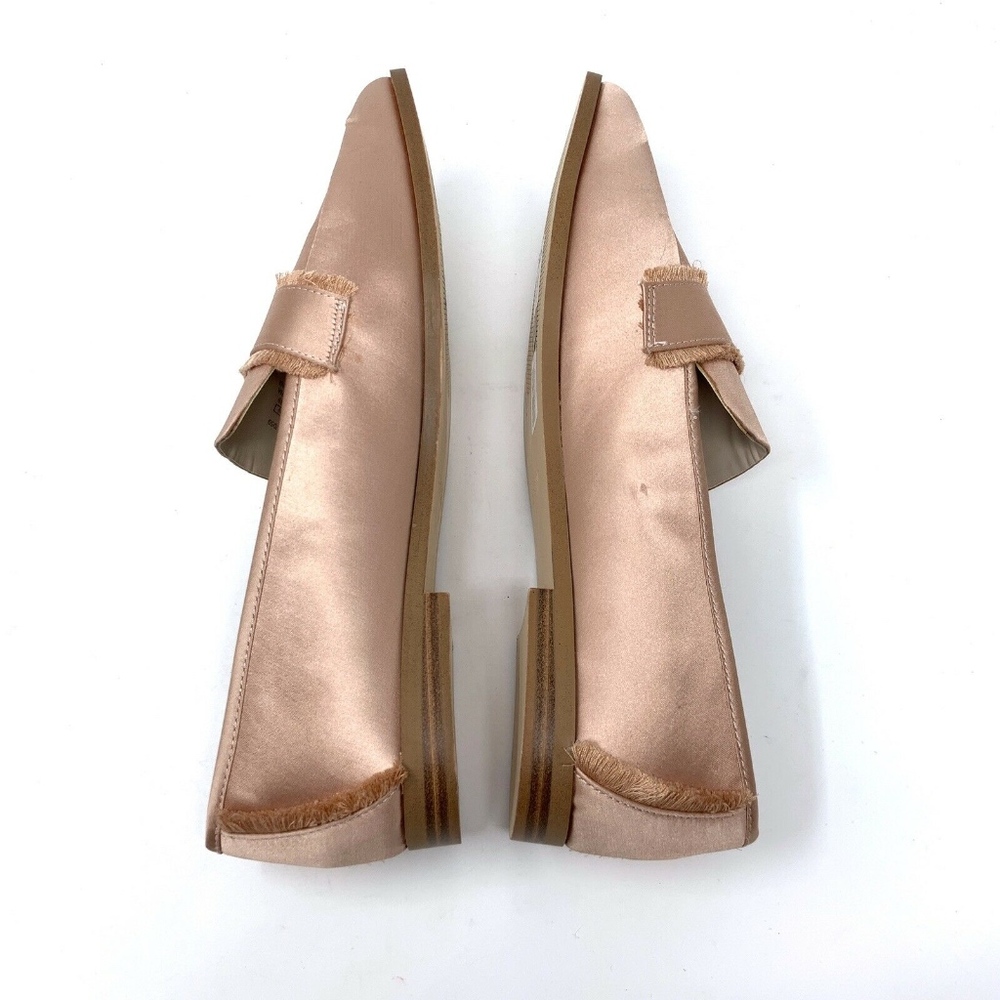 Zara Pink Satin Flats Frayed Loafers - Picture 5 of 8
